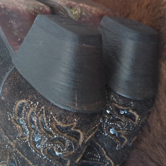 CORRAL R1152 distressed dark brown leather & black sequins cowgirl boots sz 7 - Picture 14 of 16